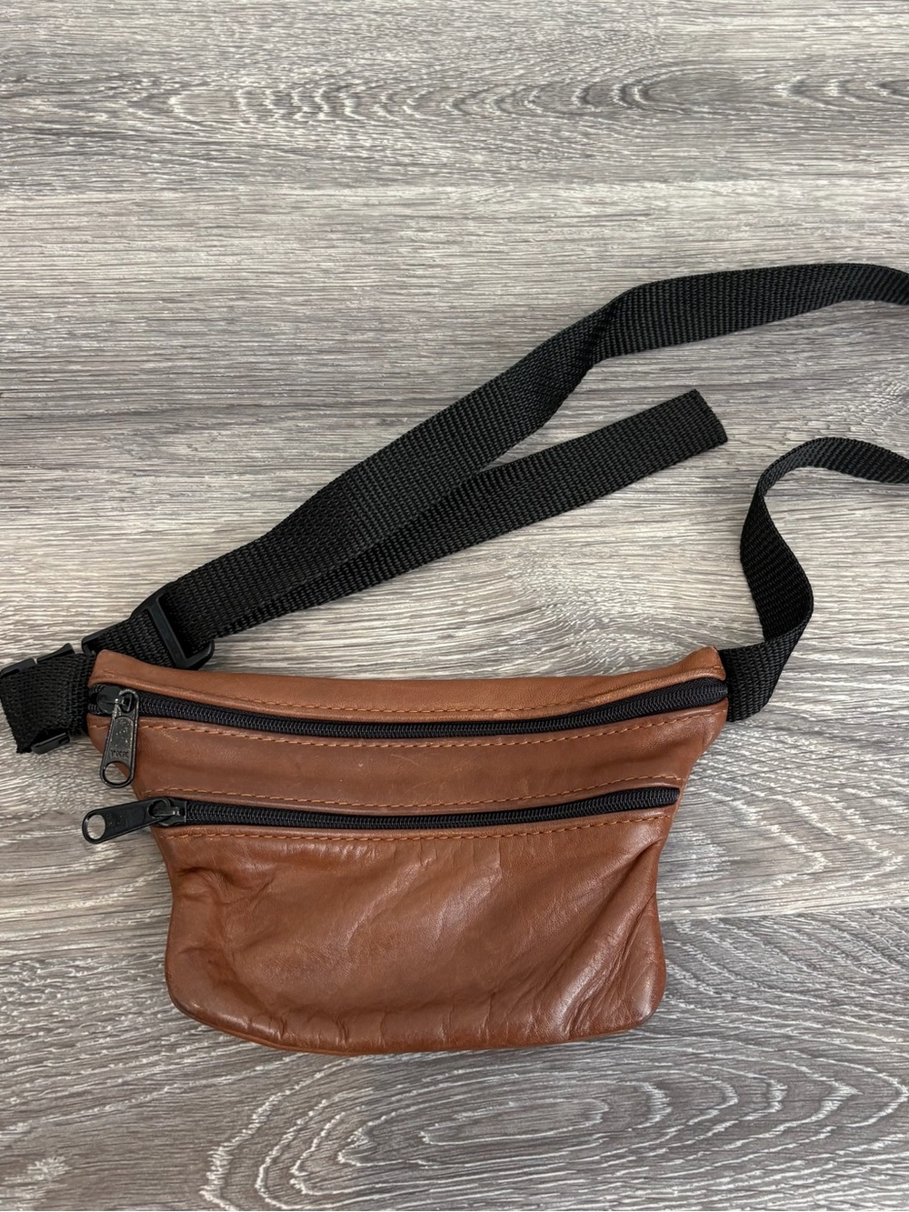 Ameribag Brown Leather Belt Bag with Black Strap